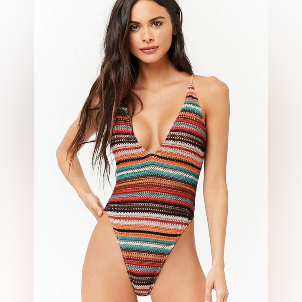 Forever 21 Multicolor Crochet Swimsuit